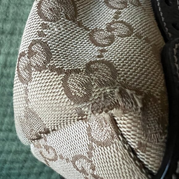 Gucci GG Monogram Pelham Handbag Horse Bit Canvas Braided Leather handles - Picture 6 of 9